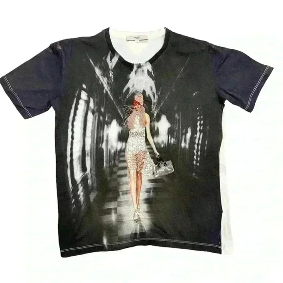 PRADA Model  / Crystal Beads Embellished Short Sleeve T-shirt Rare / Collectable - Picture 1 of 12